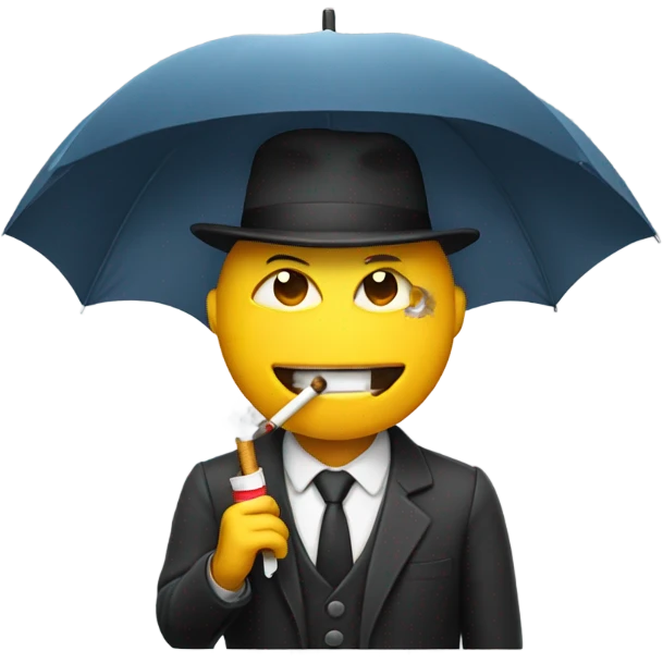Man with the head of a cigarette holding an umbrella emoji