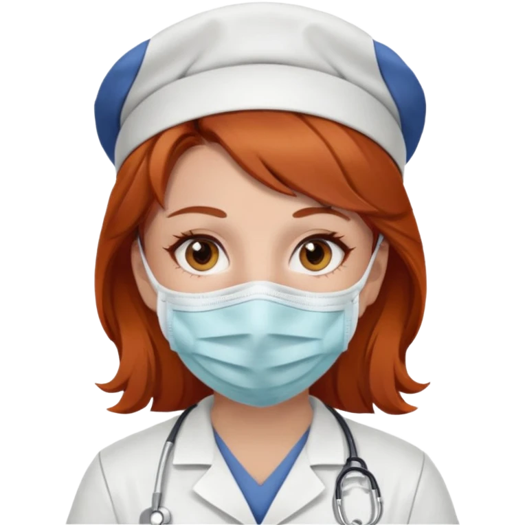 nurse brown/red hair with brown eyes emoji