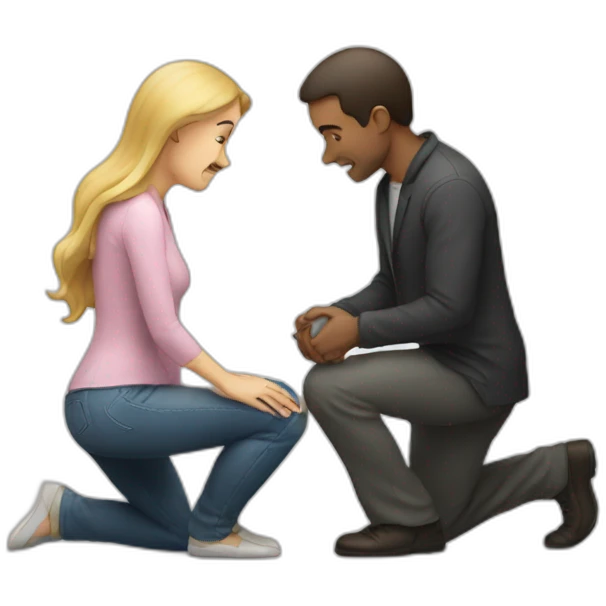 Man on knees facing woman emoji