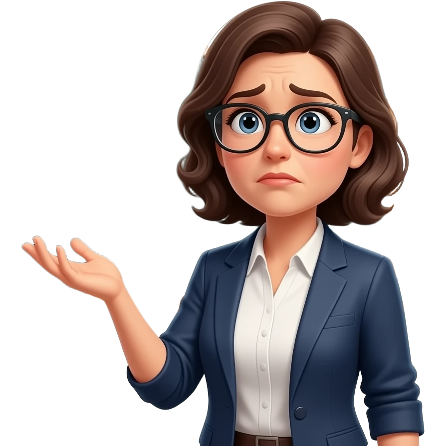 A photorealistic portrait of a female teacher in her 30s wearing glasses, standing in a school classroom. She has a skeptical look, looking up at the viewer with raised eyebrows. Next to her, a large blackboard has the text 'Who is Hasbulla?' written in messy chalk. Soft overhead classroom emoji