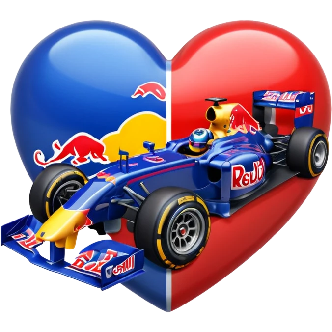 adentro de un corazon quiero un carro de Formula 1 estilo RedBull, quiero que el monoplaza este dentro de un corazon emoji