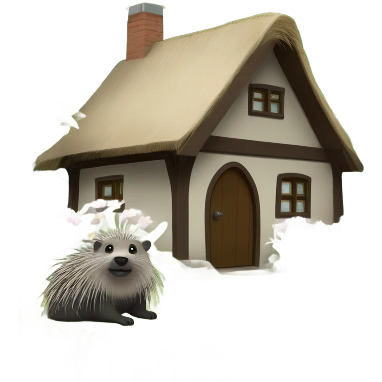 Cottage core cottage with porcupine  emoji