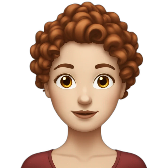 WHITE GIRL WITH VERY LONG, BRUNNET, CURLY HAIR WITH A DARK RED HUE AND A LIGHT SPRAY OF FRECKLES emoji