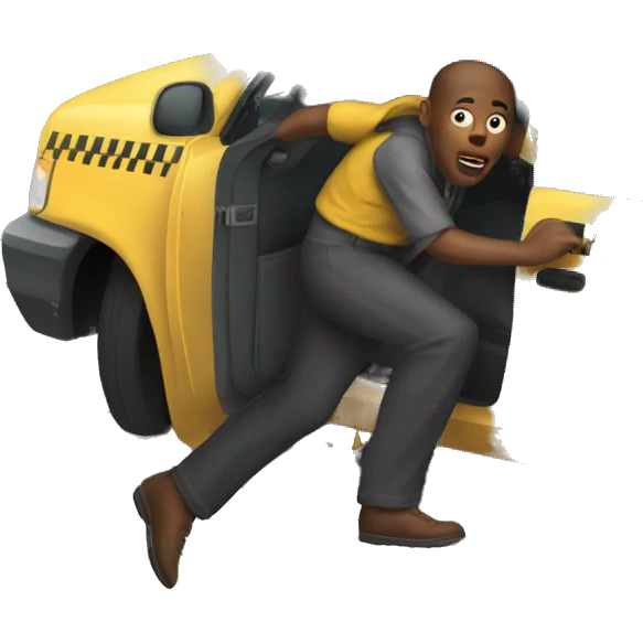 Person escaping by getting in cab emoji