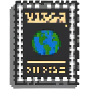 simple pixel art style visa stamp, no background emoji