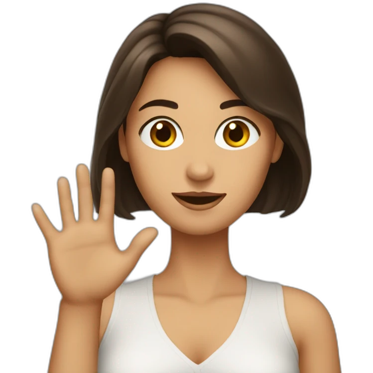 brunette women raise her hand emoji