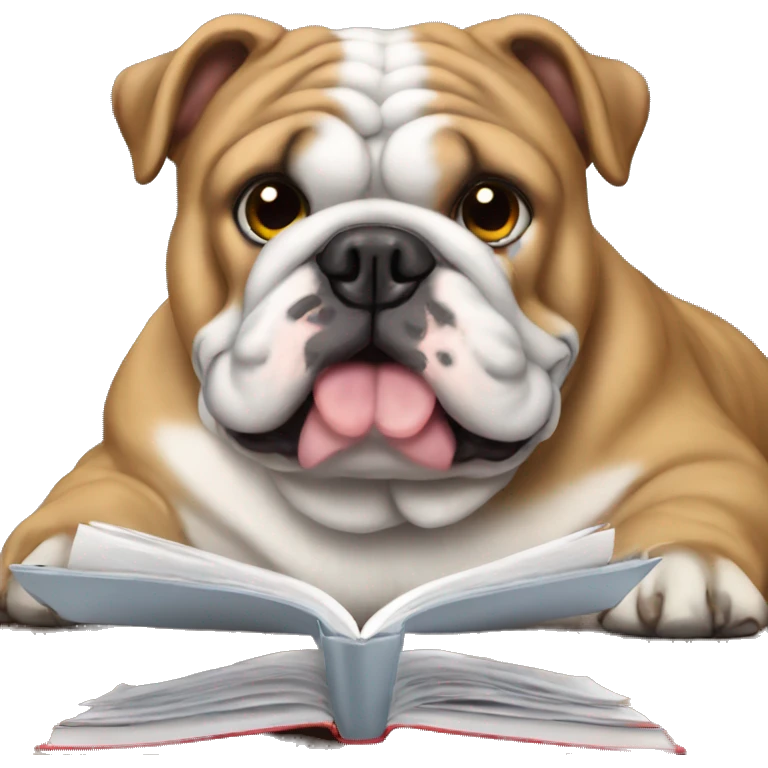 english bulldog reading pc emoji