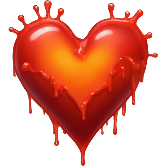 bleeding red heart glowing red-orange emoji