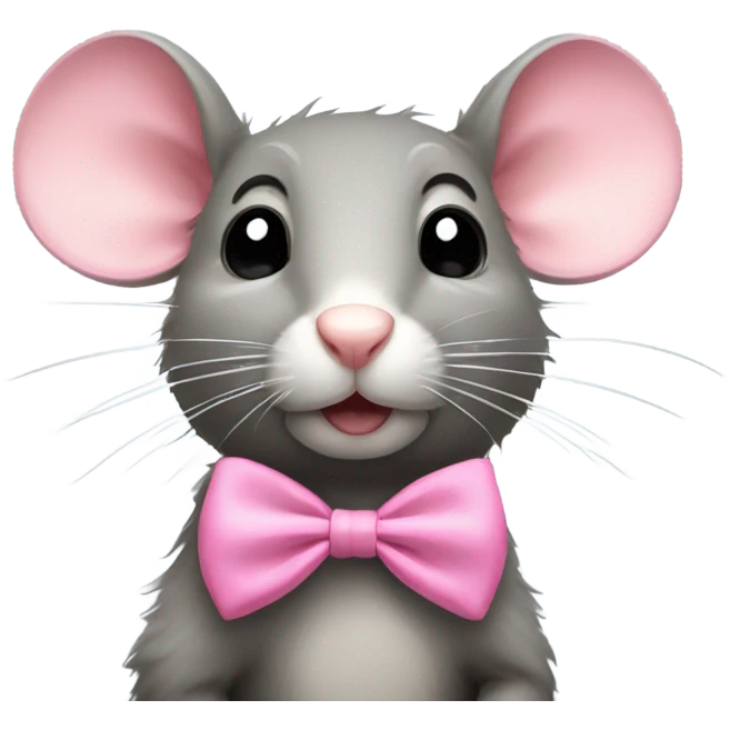 Rat wearing a pink bow emoji