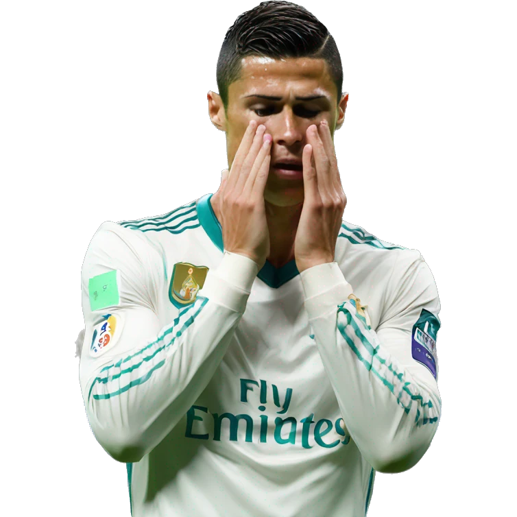 Football player Cristiano Ronaldo hands on his face at defeat emoji