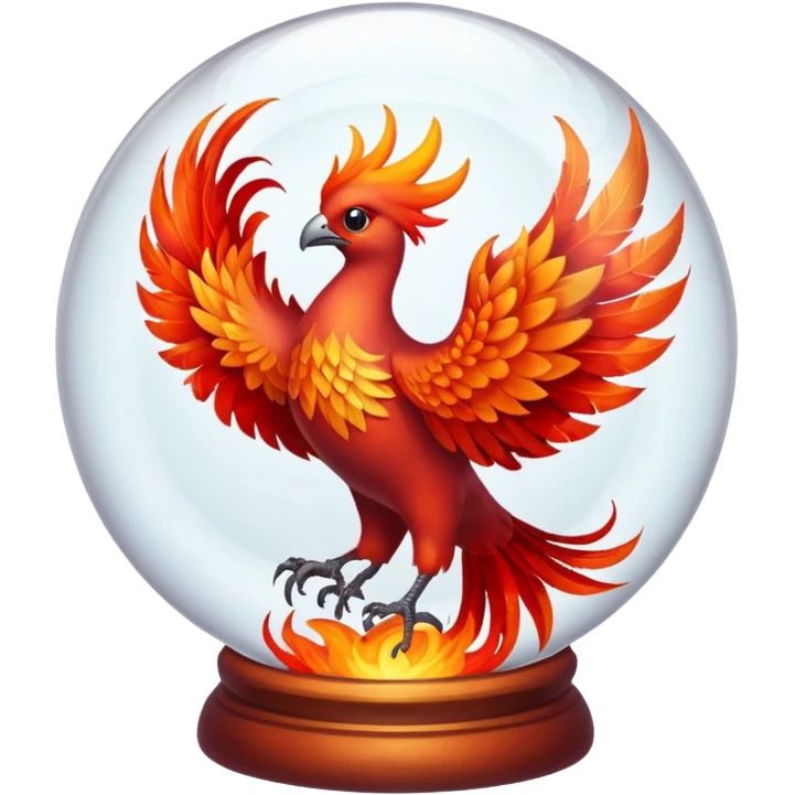 A phoenix inside a clear crystal ball emoji