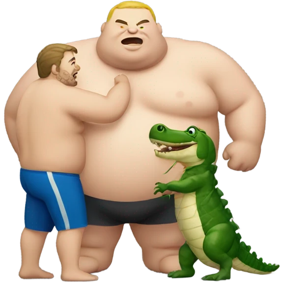 Fat guy wrestling an alligator  emoji