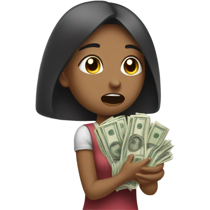 Girl crying and Wiping tears with money emoji