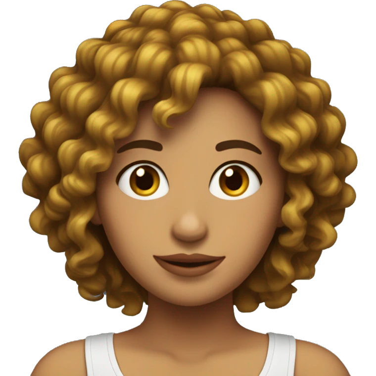 Chica con cabello rizado y pollina emoji