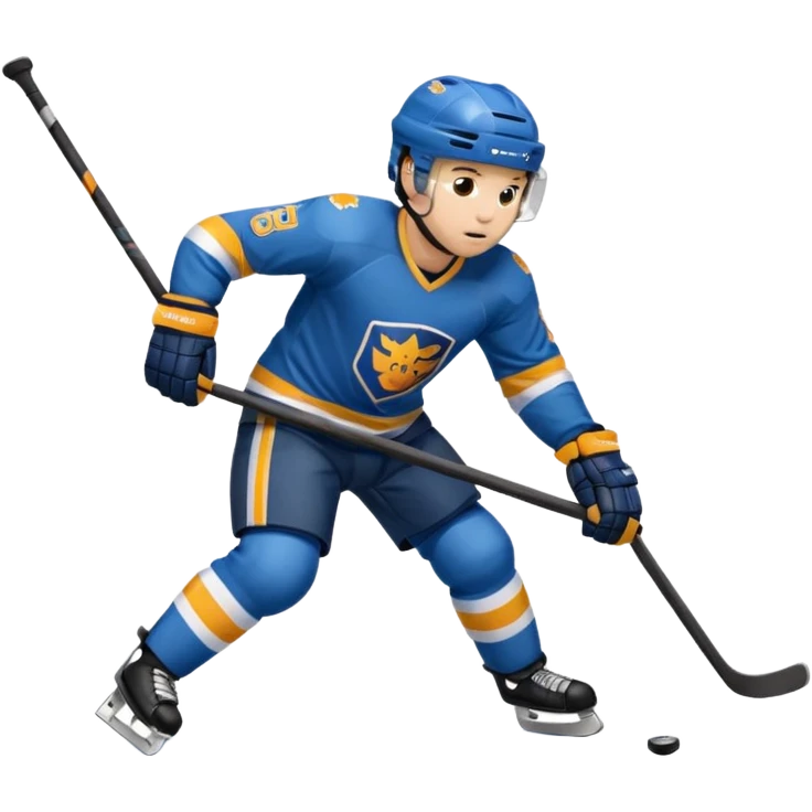 Hockey player with stick, full body emoji