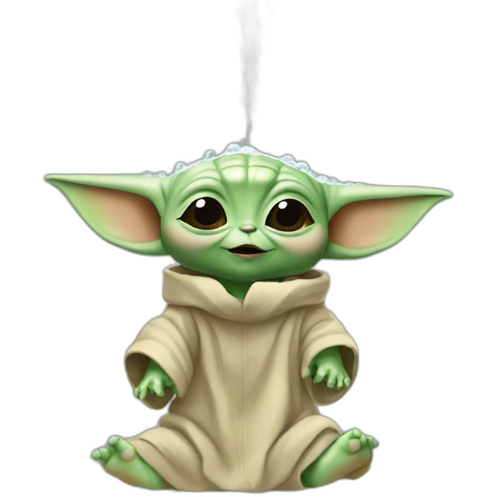 Baby Yoda take a shower emoji