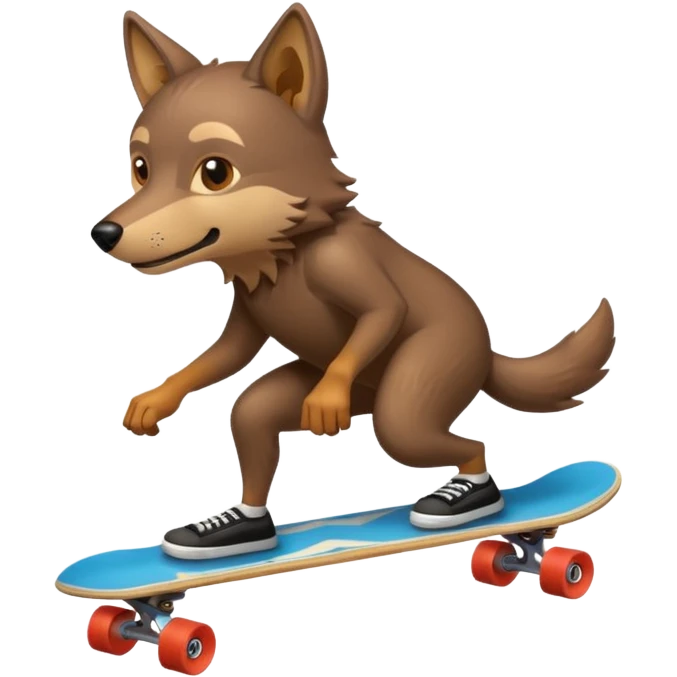 Um lobo marrom andando de skate emoji