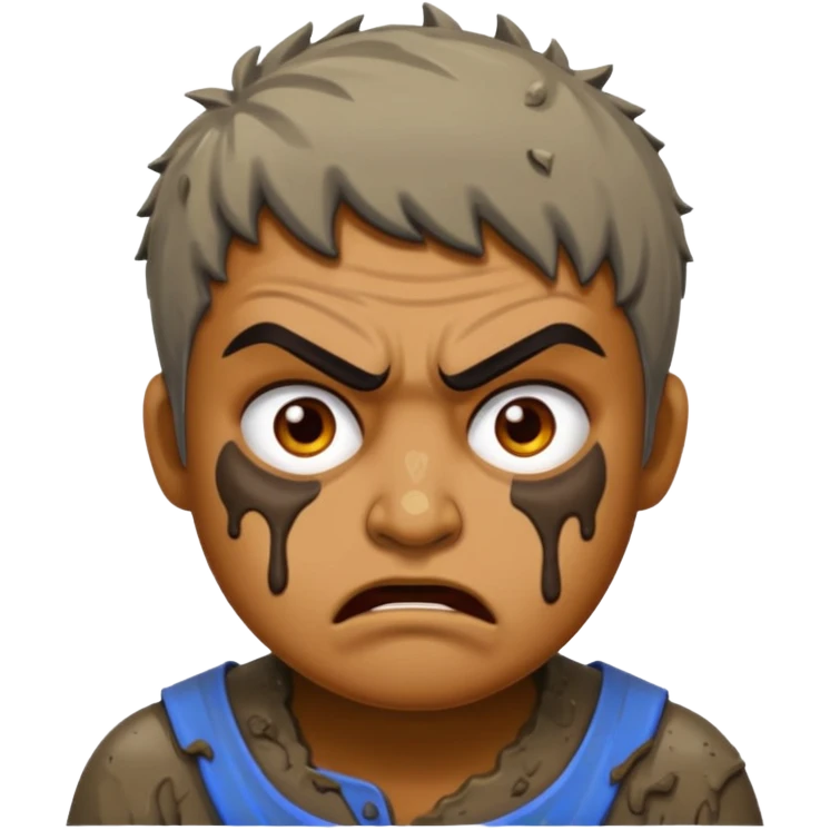 Ramesh covered in dirty chunky mud angry emoji
