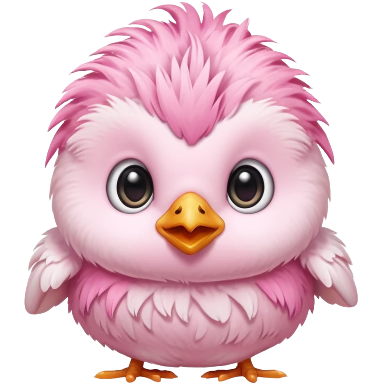 cute pink baby chick emoji, kawaii style, fluffy, big eyes, pastel colors, transparent background, twitch emote emoji
