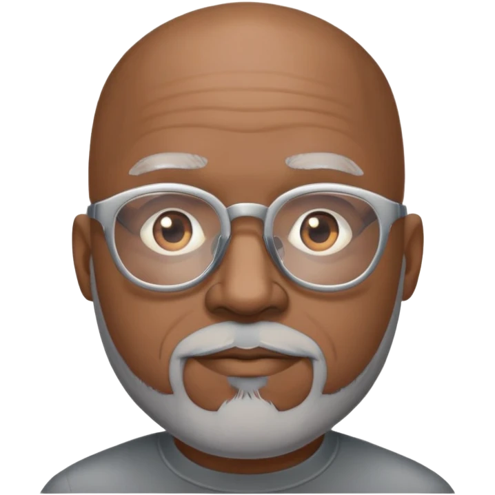 Bald mature Black male with Grey goatee and light glasses emoji