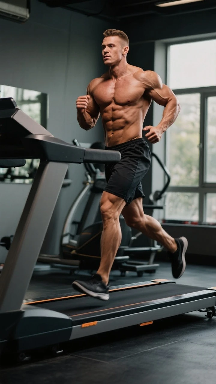bodybuilder che corre sul tapisroulant emoji