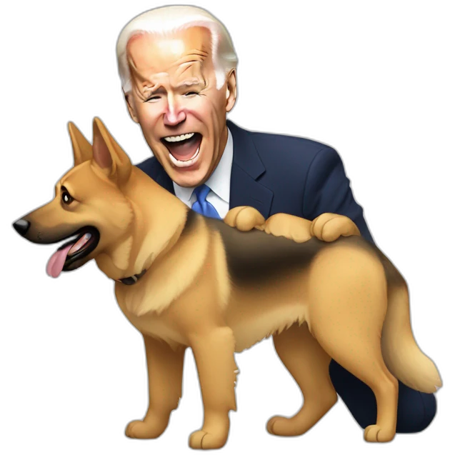 Joe biden being bit by german sheppard emoji
