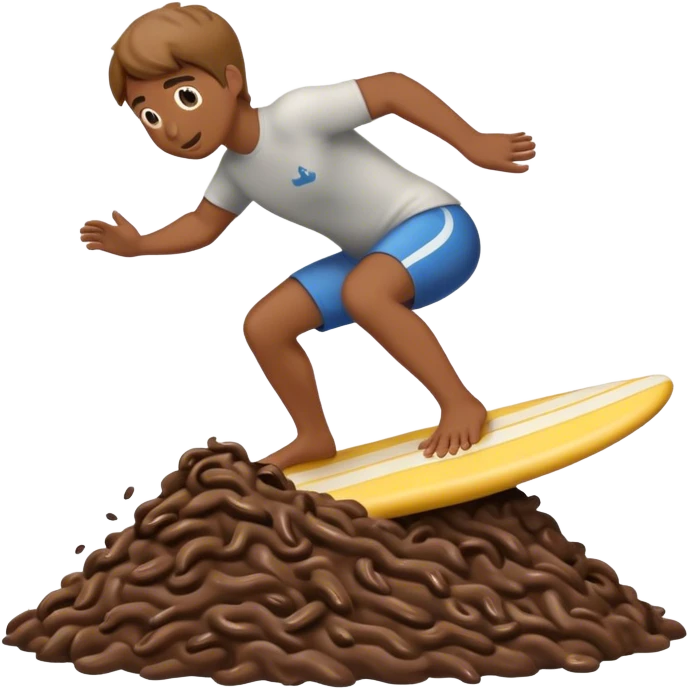 surfing on poop emoji