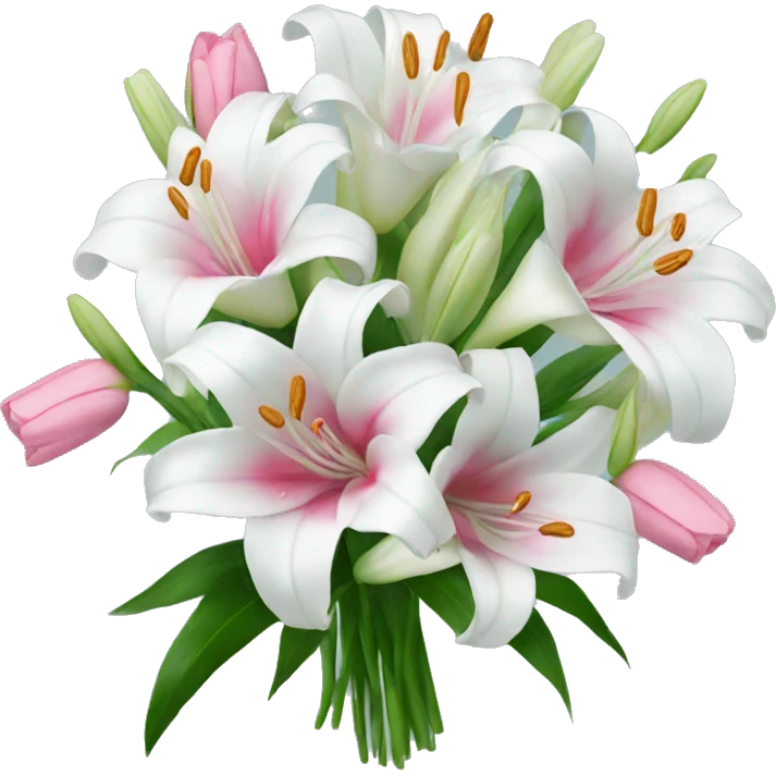 White lilly bouquet with pink  emoji