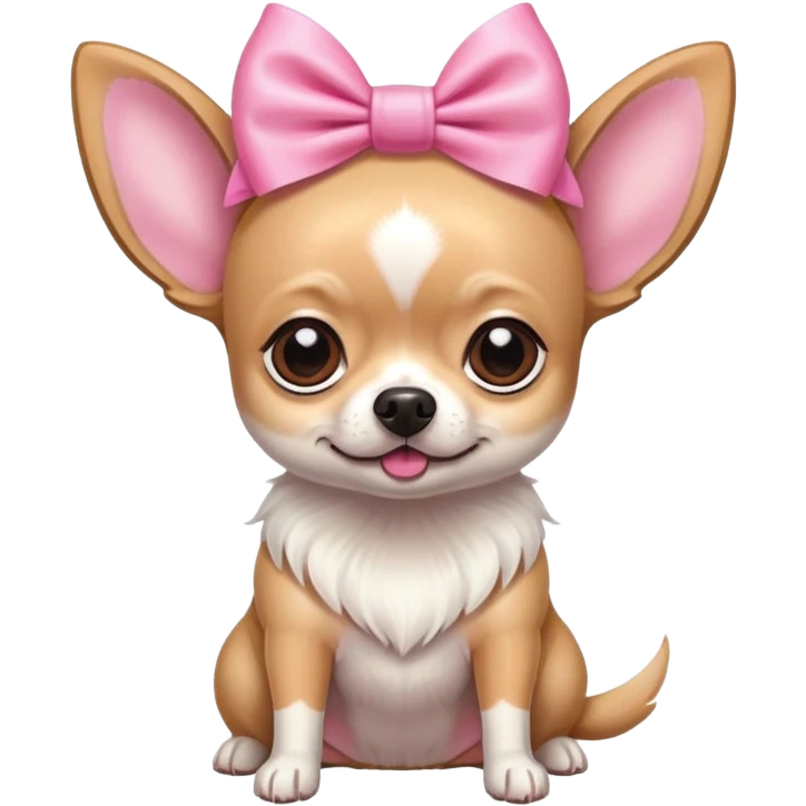 Light chihuahua with big pink bow on head emoji