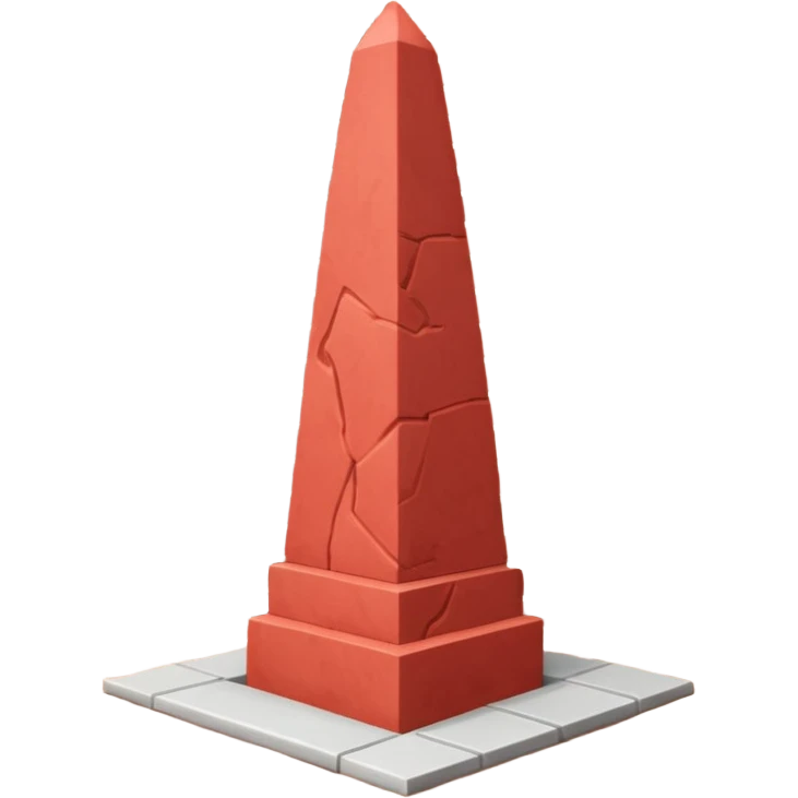 Realistic, erect-penis-shaped obelisk made of layered red bricks emoji