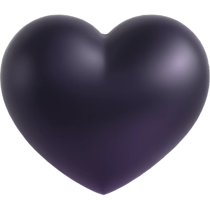 rubber black heart icon, simple, shiny, soft, 3D look emoji