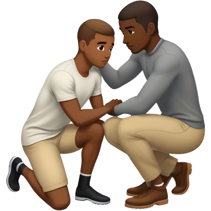 Black guy kneeling down to white man  emoji