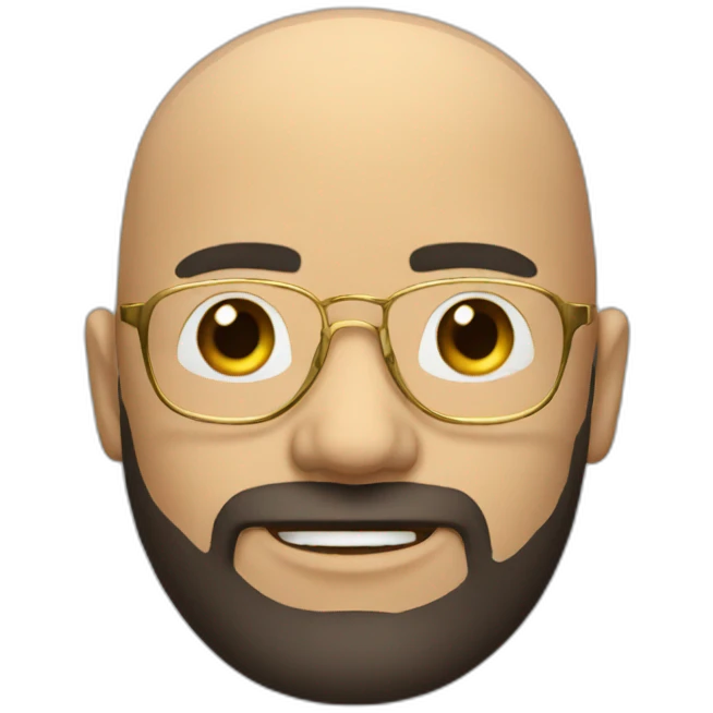 dark-haired man with bald beard and gold glasses emoji