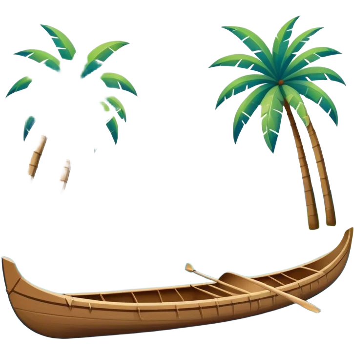 An outrigger canoe on calm blue waters with palm trees in the background, representing travel and adventure across the islands. emoji