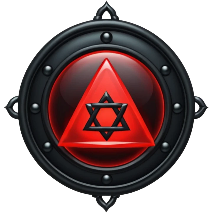 iOS sticker, dark fantasy amulet, black base, red symbol, minimal emoji