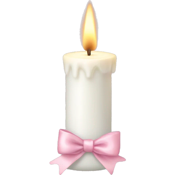 White candle with Pastell pink bow emoji