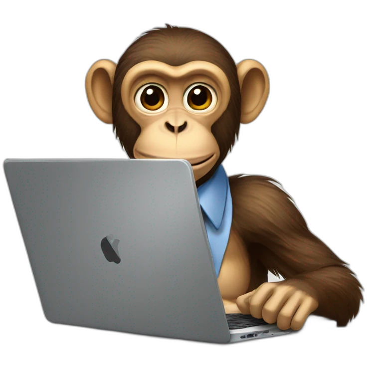 monkey wearing a tie while typing on a laptop emoji