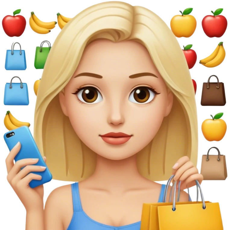 blonde model shopping  emoji