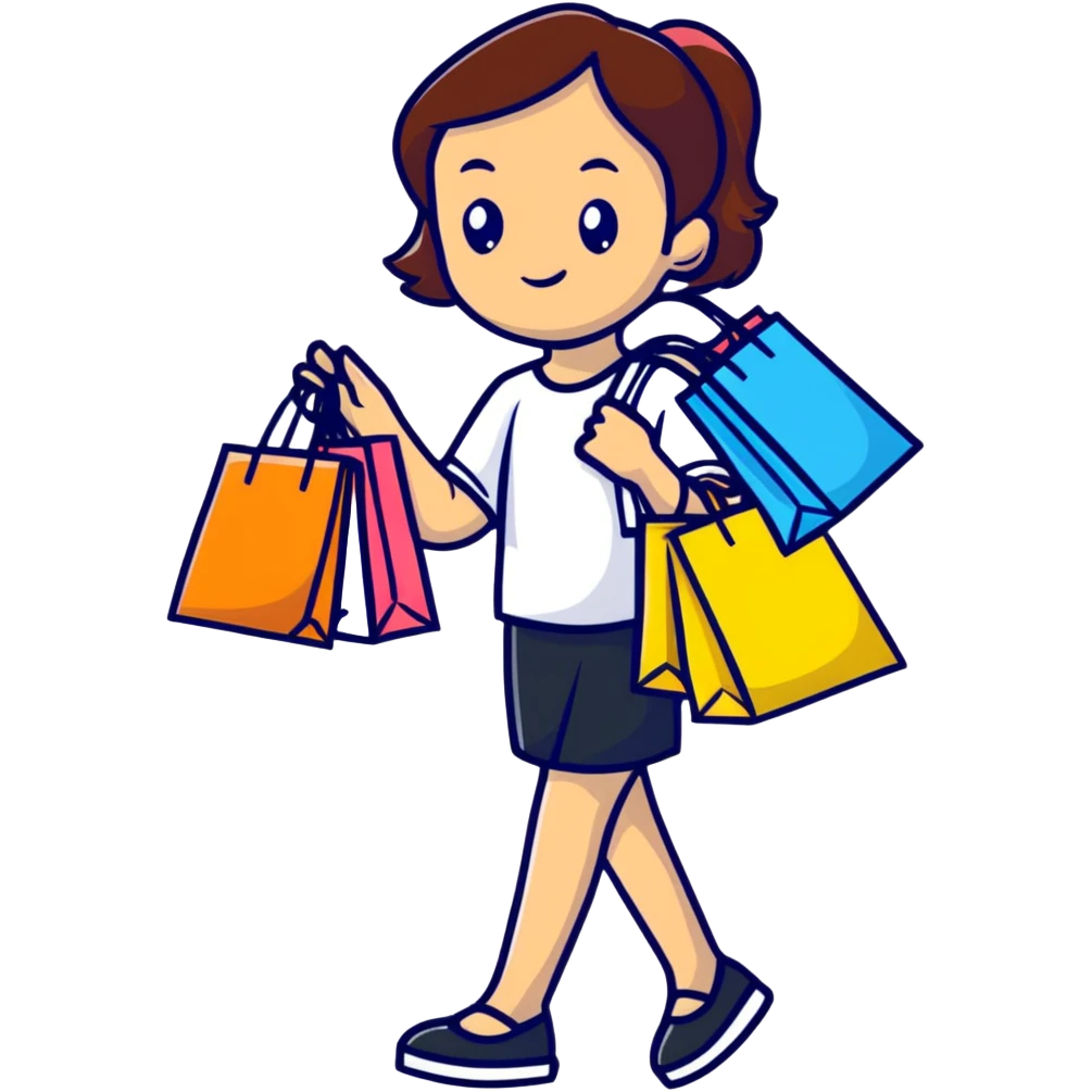girl carrying shopping bags after shopping emoji