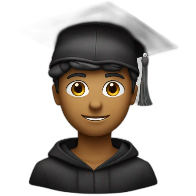 Un ragazzo con in testa il cappello di laurea colore nero emoji