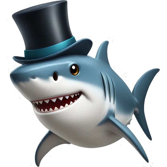Shark with a top hat emoji