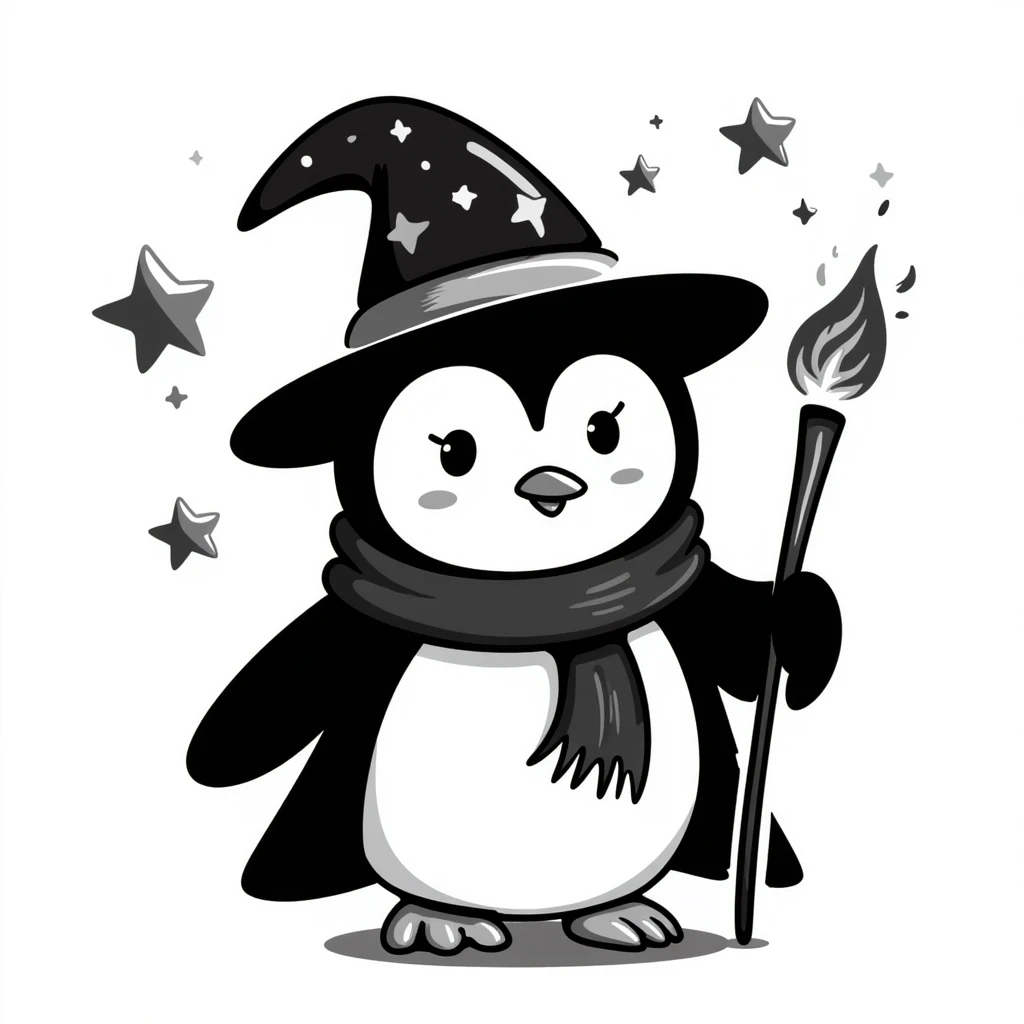 A penguin wizard emoji