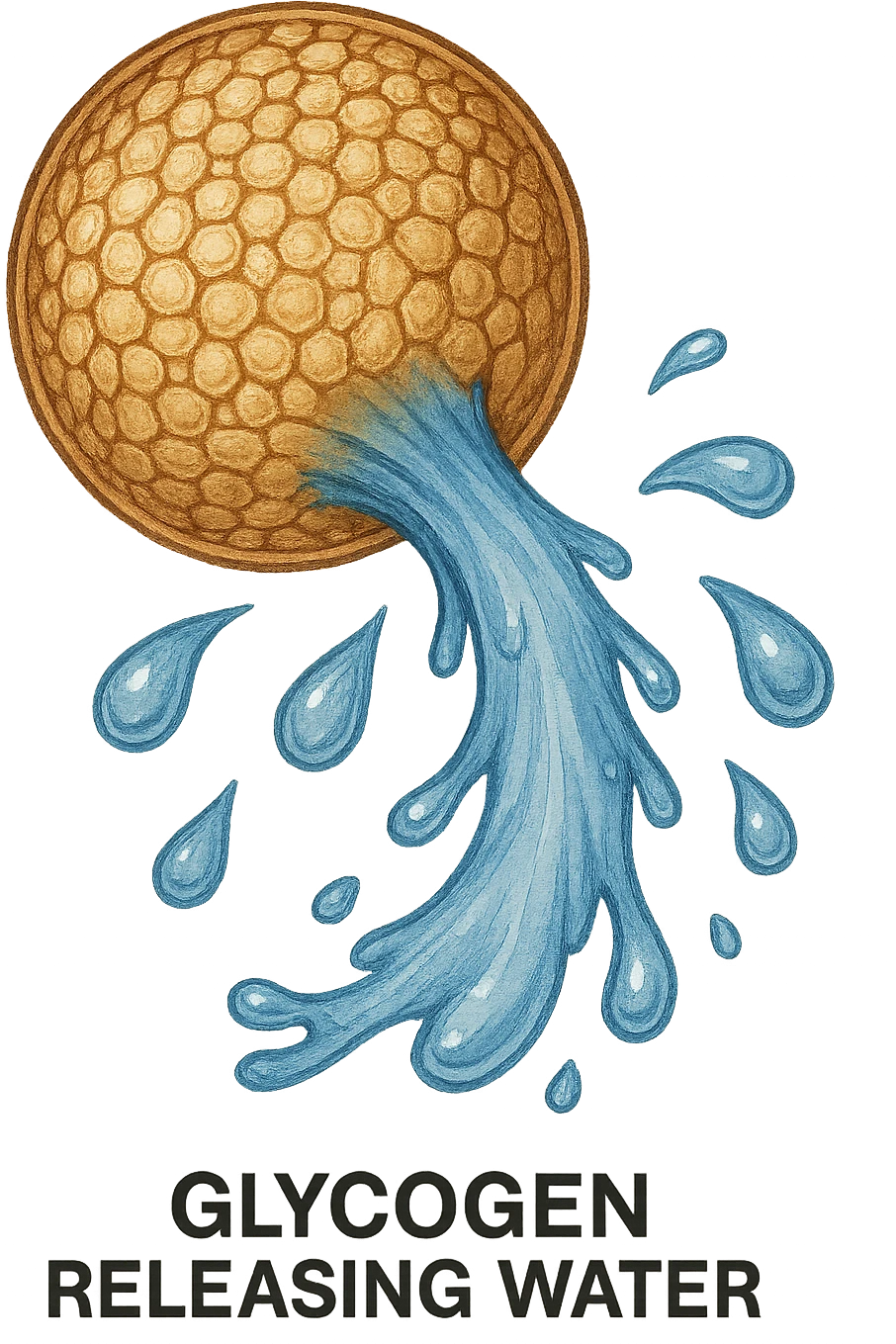 cellula di glicogeno che si svuota di acqua emoji