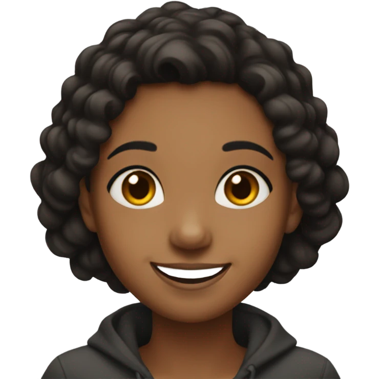 Brown girl with short black hair happy  emoji