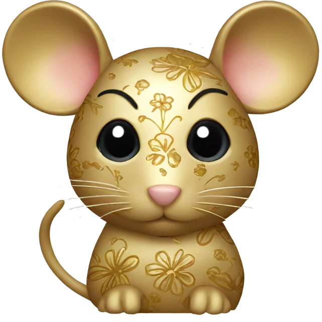 Gold mouse with floral pattern  emoji