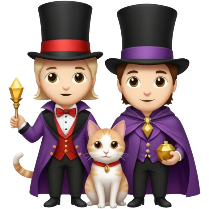 magician couple and their pet cat emoji