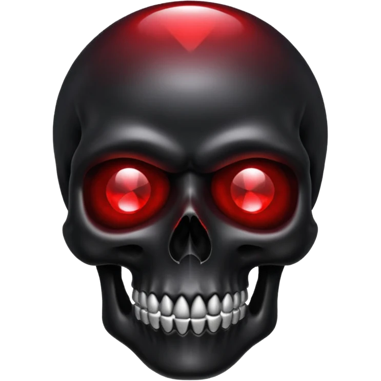 Black shiny skull with red crystal eyes  emoji