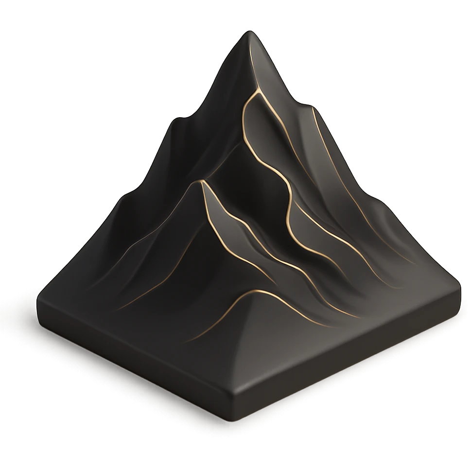 a mountain in 3D black style emoji