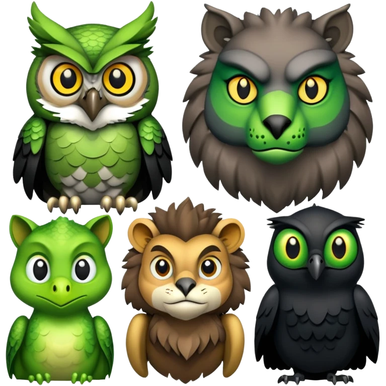 🦉🦎🐺🐦‍⬛🐸🦁 emoji