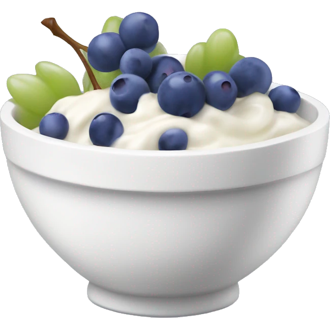 yoghurt bowl with grapes and blueberries emoji